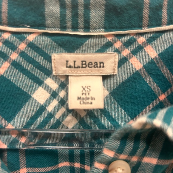 LL bean button down shirt WOMENS XS green plaid 100% cotton flannel warm preppy - Picture 3 of 11